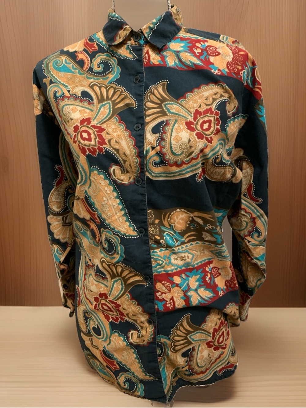Vintage Blouse Baroque Inspired Paisley Print  Women’s Size Large By Cristina